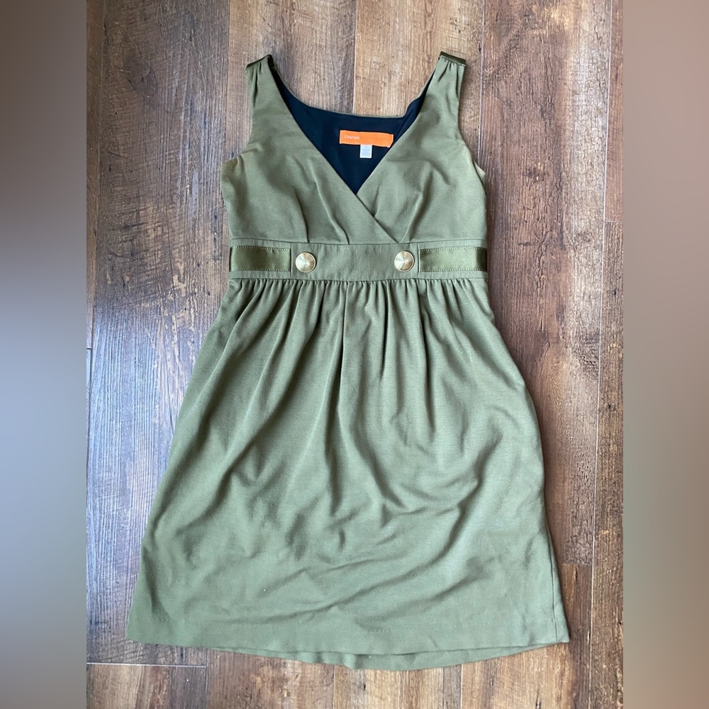Designer Cynthia Steffe Sleeveless Mini Olive Green Dress